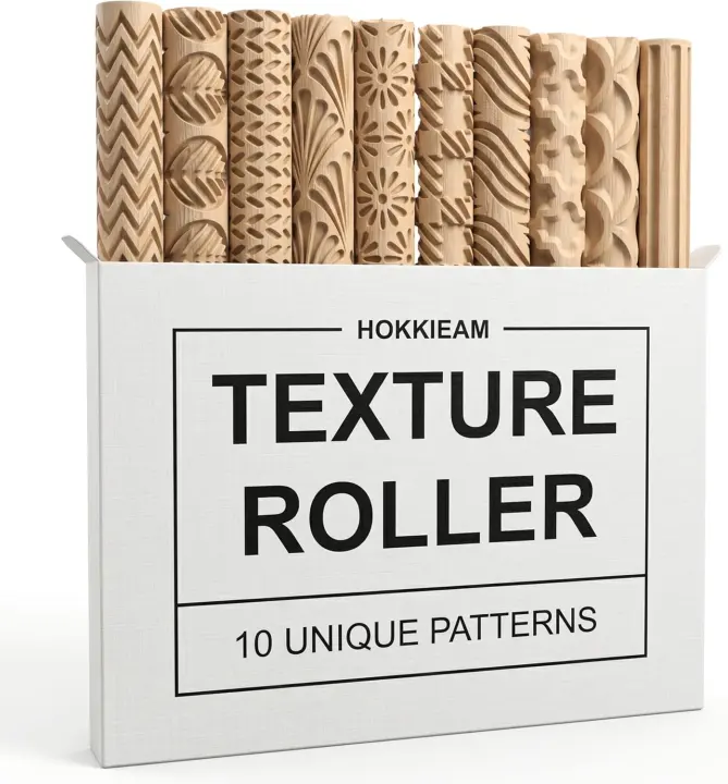 10-Piece Clay Texture Roller Set — Plastic Polymer Pottery Tools