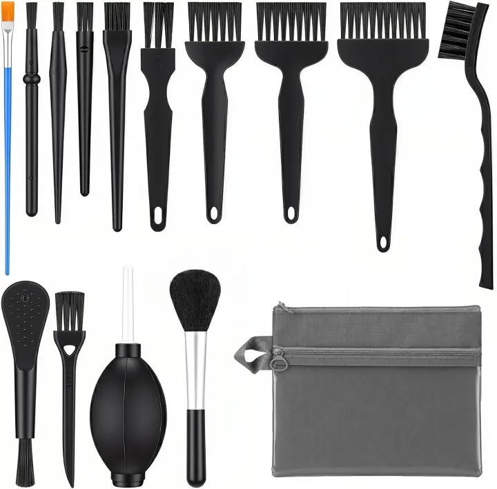 15-Piece Anti-Static Model Cleaning Brush Set with Air Blower