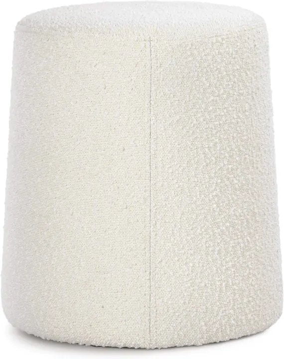 17" Organic-Shape Cream Bouclé Ottoman Pouf