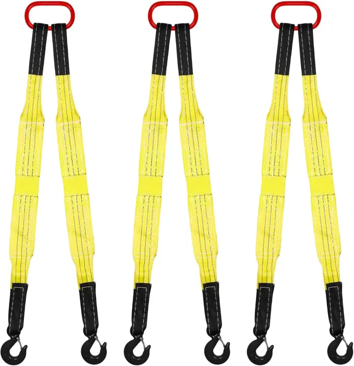 2-Pack Heavy-Duty Lifting Slings with Hooks — 3.3 ft Straps