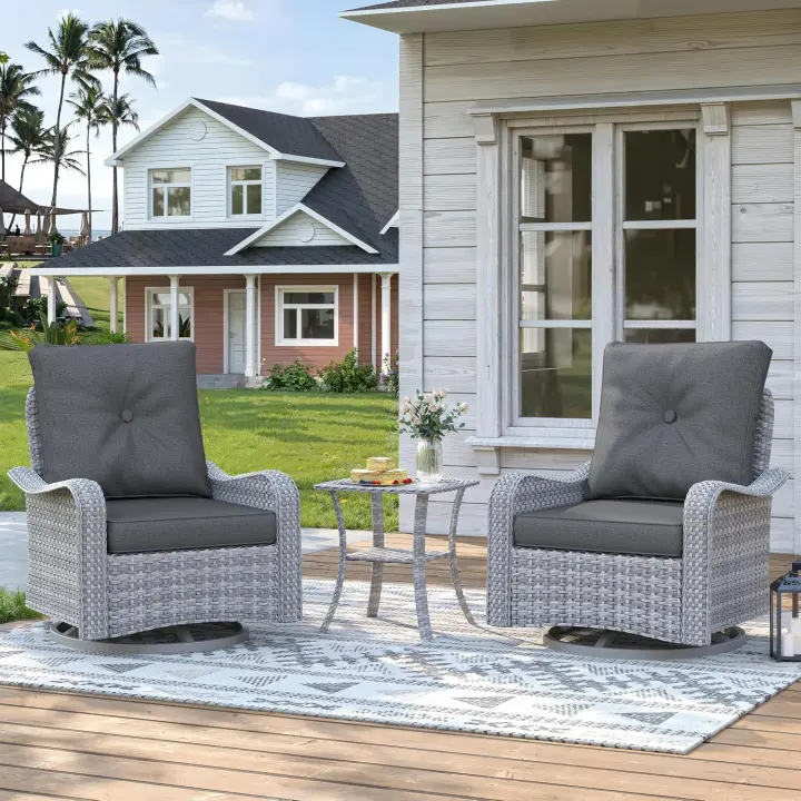 2-Seat Modern Patio Conversation Set with Swivel Rockers