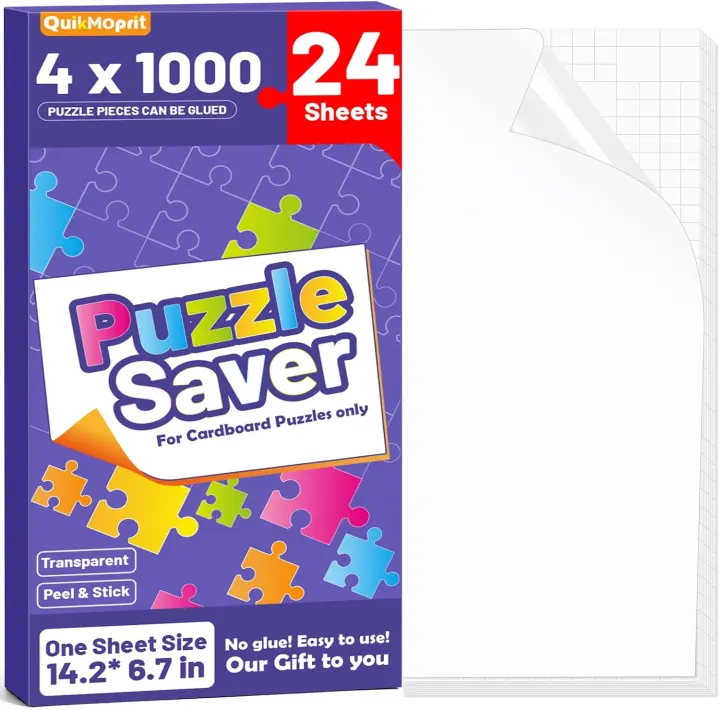 24 Puzzle Saver Sheets — Preserve Up to 4×1000‑Piece Jigsaws, Transparent