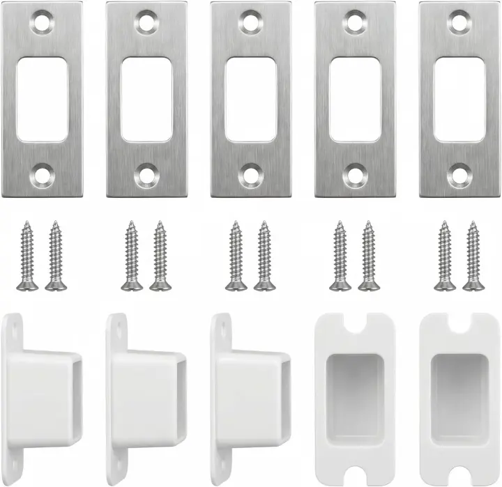 5-Pack Stainless Steel Deadbolt Strike Plates with Dust Box