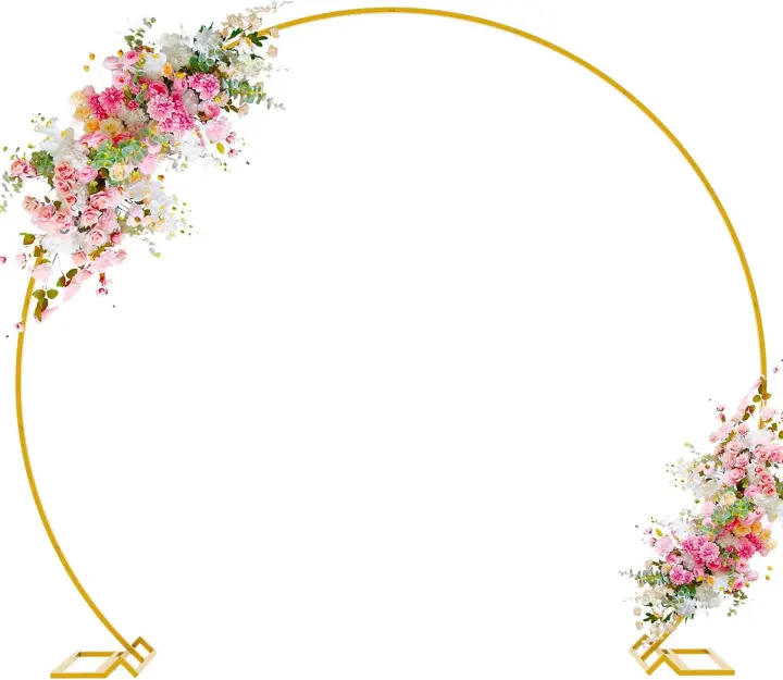 8FT Gold Round Backdrop Arch Stand — Metal Balloon Frame for Events