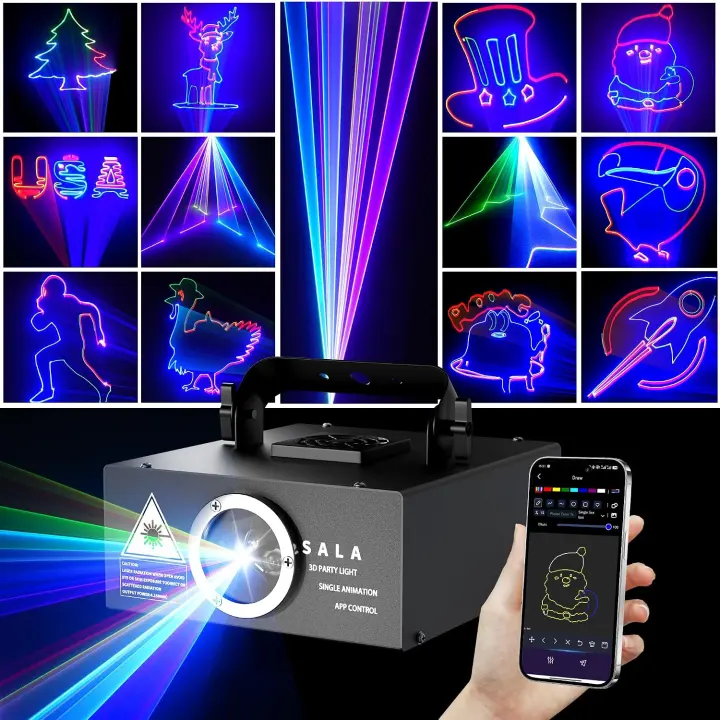 App-Controlled DJ 3D Laser Animation Projector for Parties