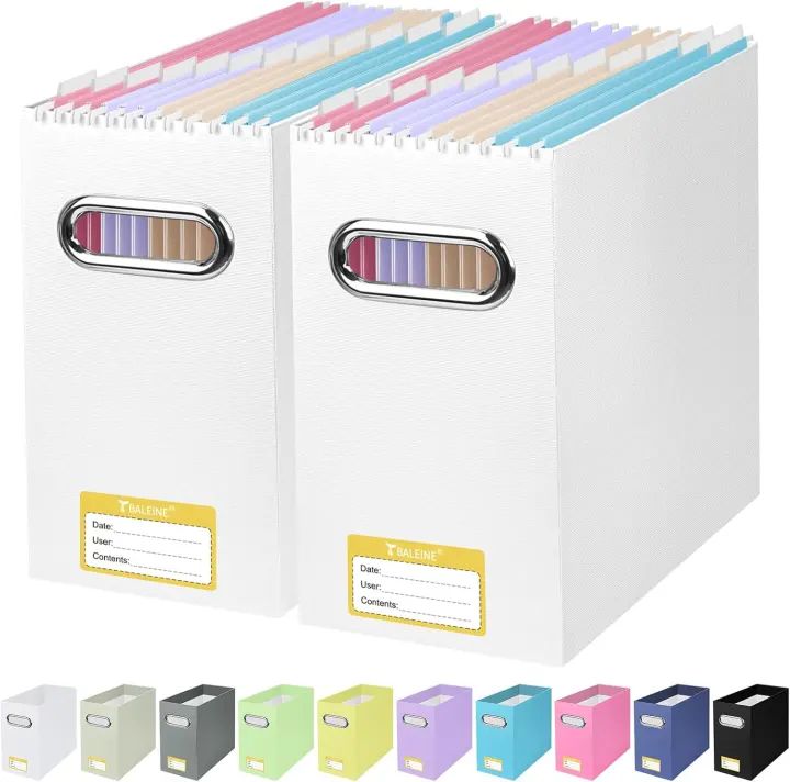 Cardboard File Organizer Boxes (2-Pack) with Carry Handle