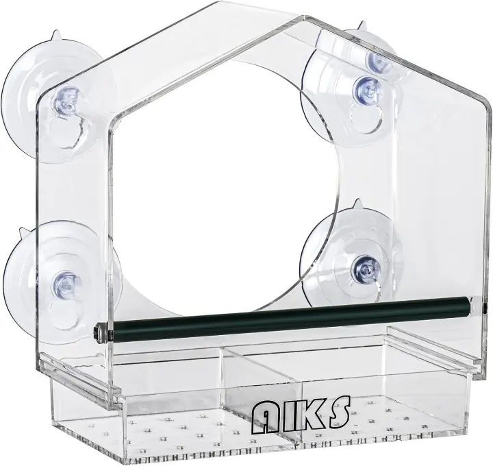 Clear Acrylic Window Bird Feeder with Four Heavy-Duty Suction Cups