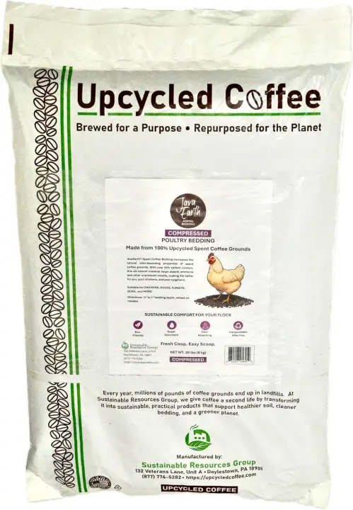 Compressed Coffee Grounds Bedding Pellets for Chickens — 20 lb Bag