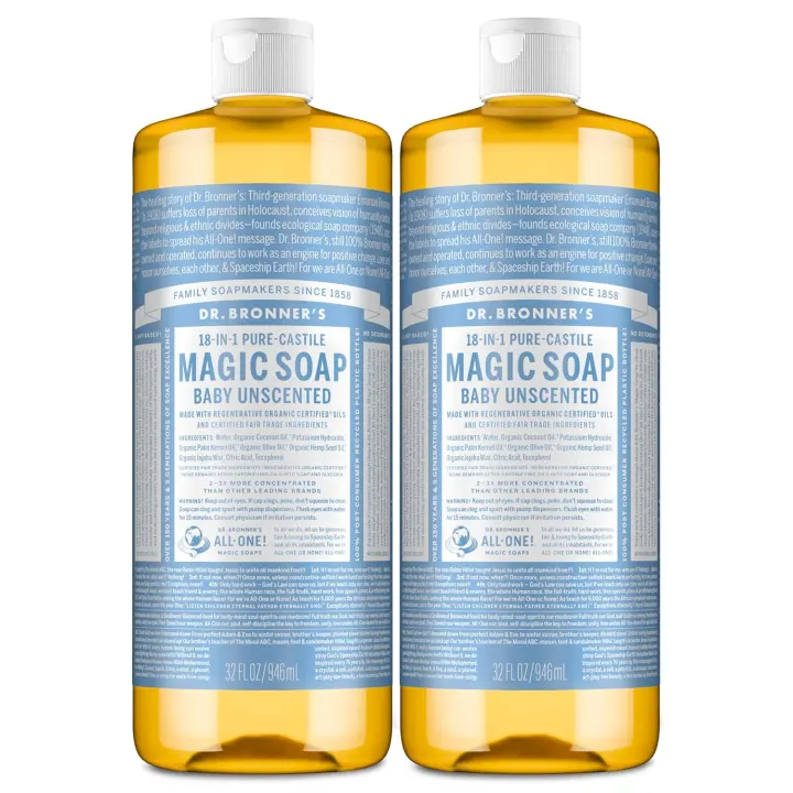 Dr. Bronner's Baby Unscented Pure-Castile Liquid Soap — 32 oz Twin Pack