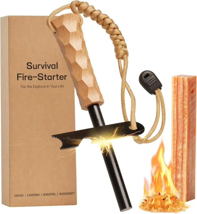 Ferro Rod Fire Starter Kit — Survival Flint & Steel Tool