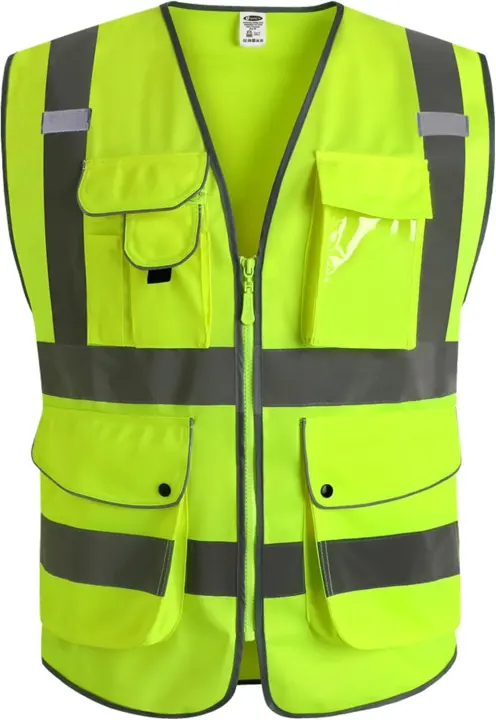 High-Visibility Reflective Safety Vest with 9 Pockets — XXL