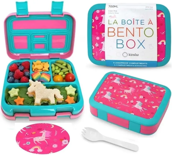 Kinsho Kids Bento Lunch Box — Pink Unicorn, Small Toddler Container
