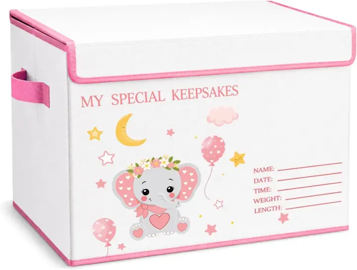 Large Baby Memory Keepsake Box 16×12×12 — Elephant & Dinosaur