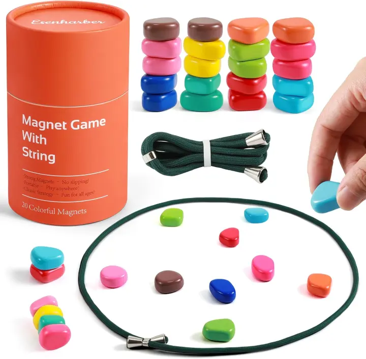 Magnetic String Game — 20 Colorful Magnet Stones Set