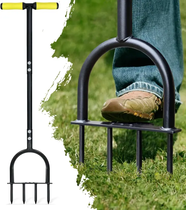 Manual Lawn Aerator Tool with Heavy-Duty Wide Spikes