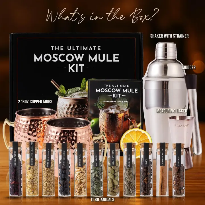 Moscow Mule Cocktail Kit — Two Copper Mugs Gift Set