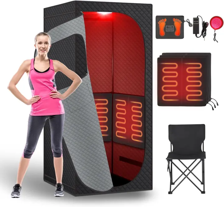 Portable Infrared Sauna Tent with Red Light Therapy and Folding Chair
