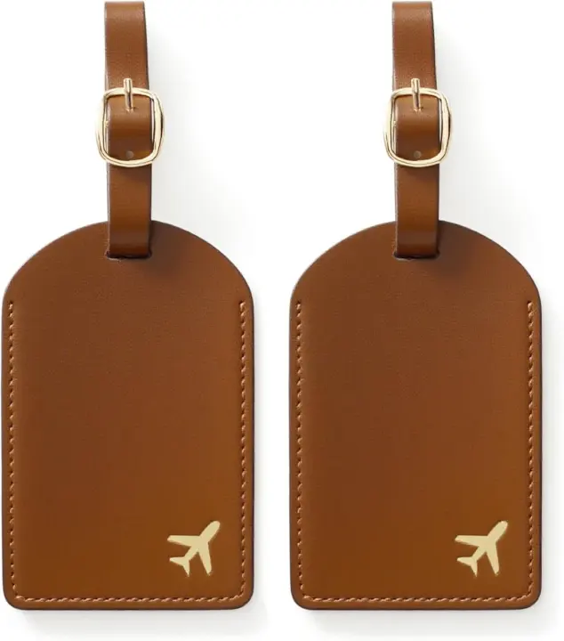 PU Leather Suitcase Tags — Travel ID Labels