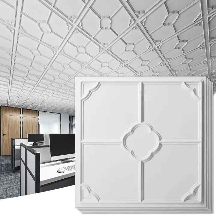 PVC 2 x 2 ft Drop Ceiling Tiles — 12-Pack, White
