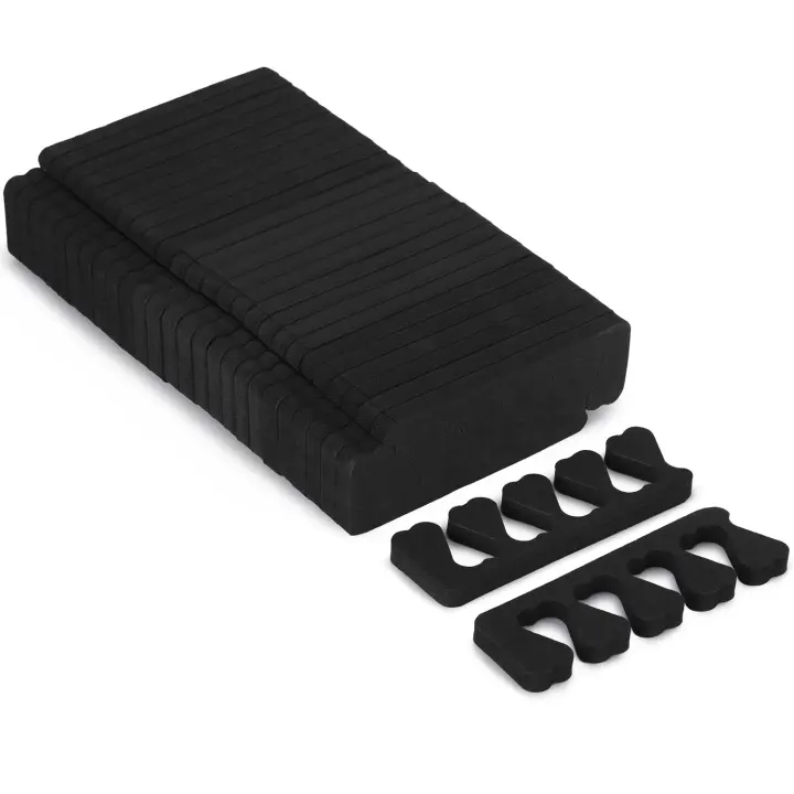 Toe Separator Set — 52 Foam Pedicure Spacers (Black)