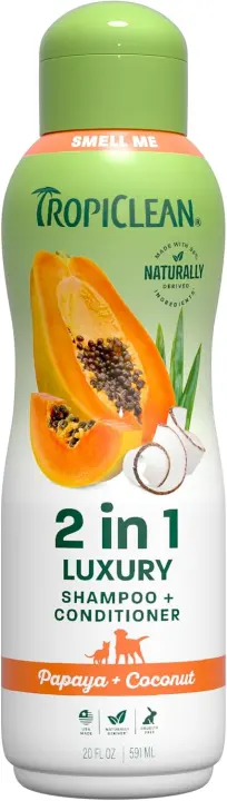 TropiClean 2-in-1 Dog Shampoo & Conditioner — Papaya Coconut, 20 oz