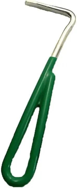 Vinyl-Coated Metal Horse Hoof Pick with Comfort Grip — Green