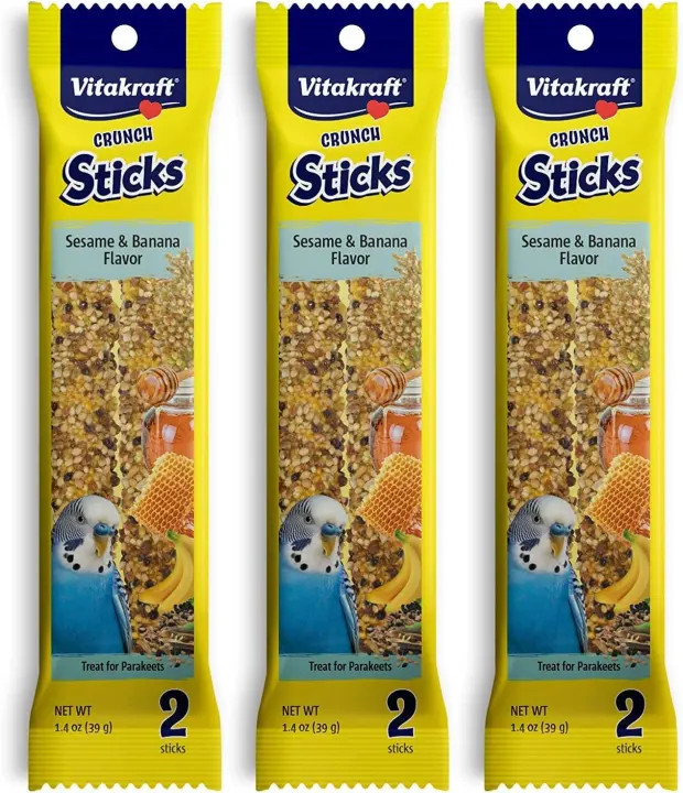 Vitakraft Banana Stick Treats for Parakeets — 3-Pack (2 Sticks Each)