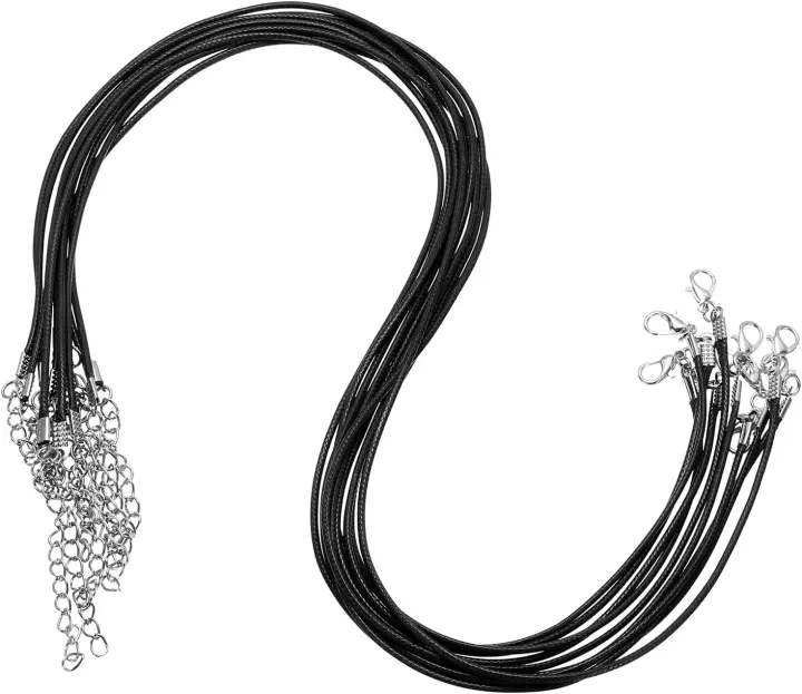 Waxed Necklace Cord 1.5mm — 10-Pack 20in Black Necklace Strings