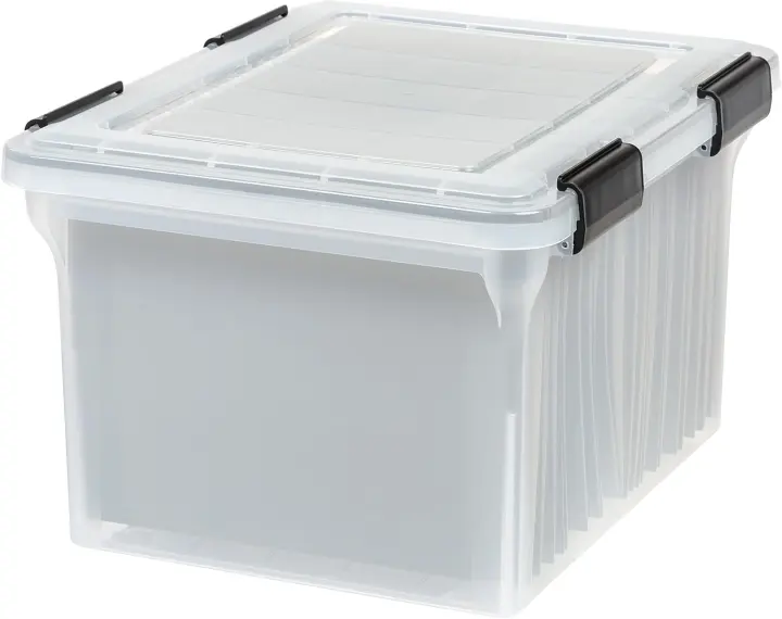 WeatherPro File Box Organizer — Letter/Legal 32-Quart Clear