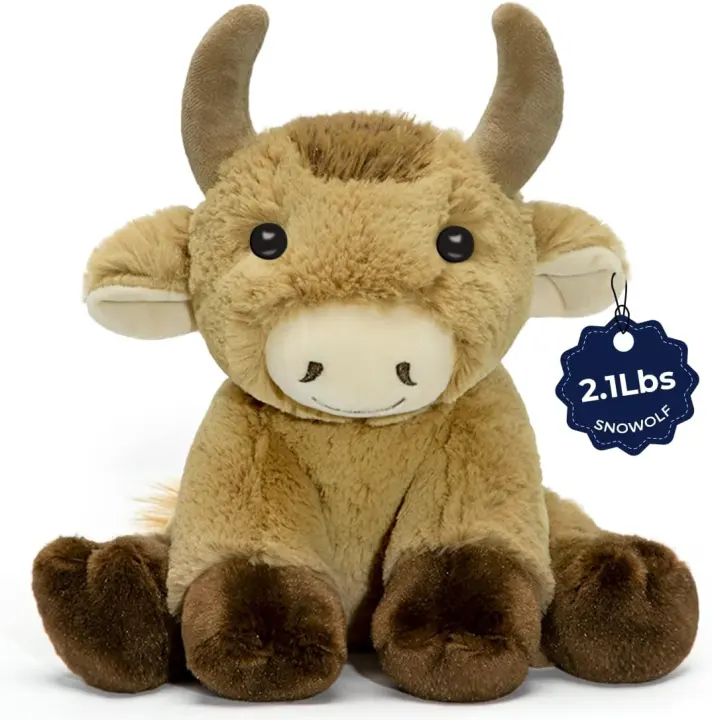 Weighted Cow Plush Pillow — 9-inch Stuffed Animal (2.1 lb)
